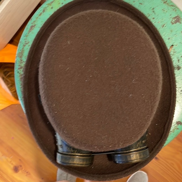 Steam Punk felt hat with goggles brown one size Halloween or concert - Picture 5 of 6